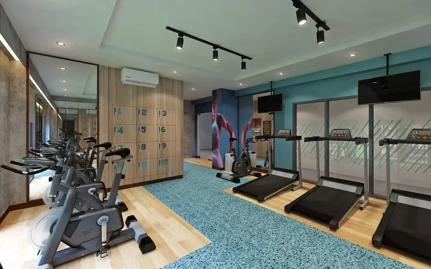 Fully equipped fitness center and bi-level gym for residents of 9 Central Park in Northwin Global City.