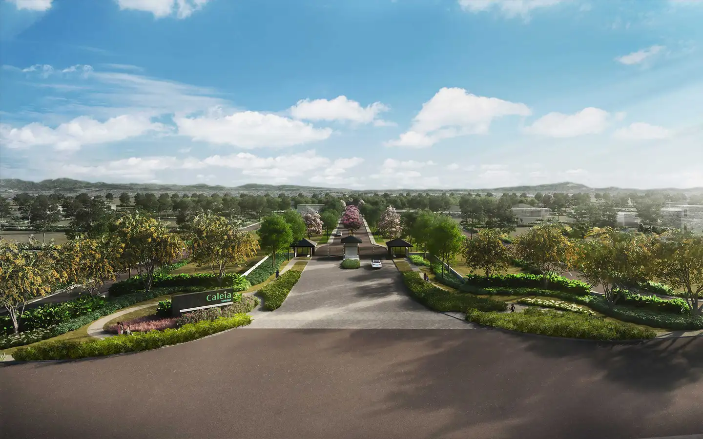 3D perspective of the entrance to Caleia Vermosa