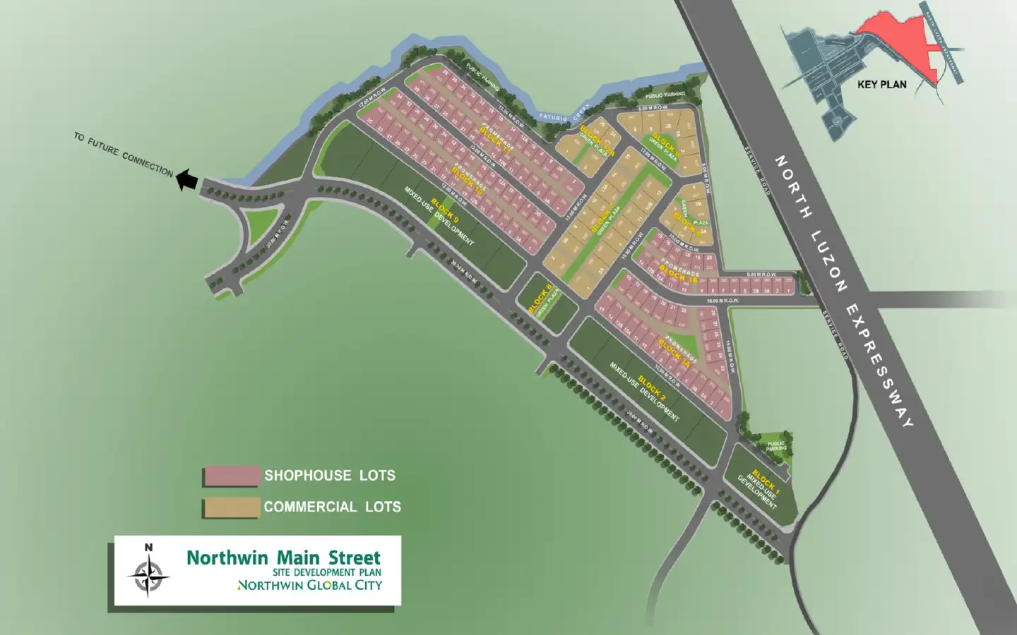 Northwin Global City Main Street Keyplan – Shophouse and Commercial Lots Keyplan showing shophouse and commercial lots along Northwin Main Street