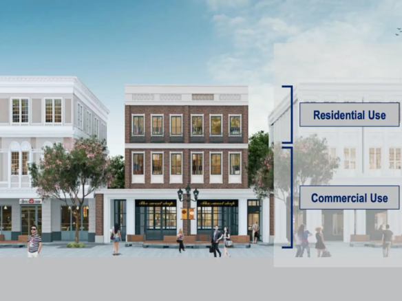 3D perspective of shophouse and commercial properties at Northwin Global City