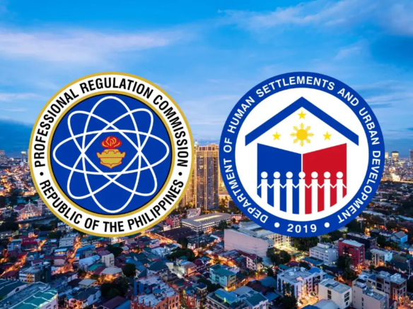 PRC and DHSUD logos representing professional and real estate regulation in the Philippines