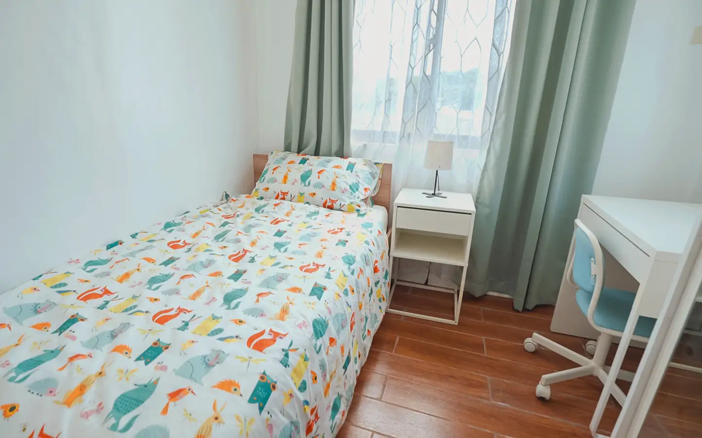 Dressed-up model unit showing the second bedroom