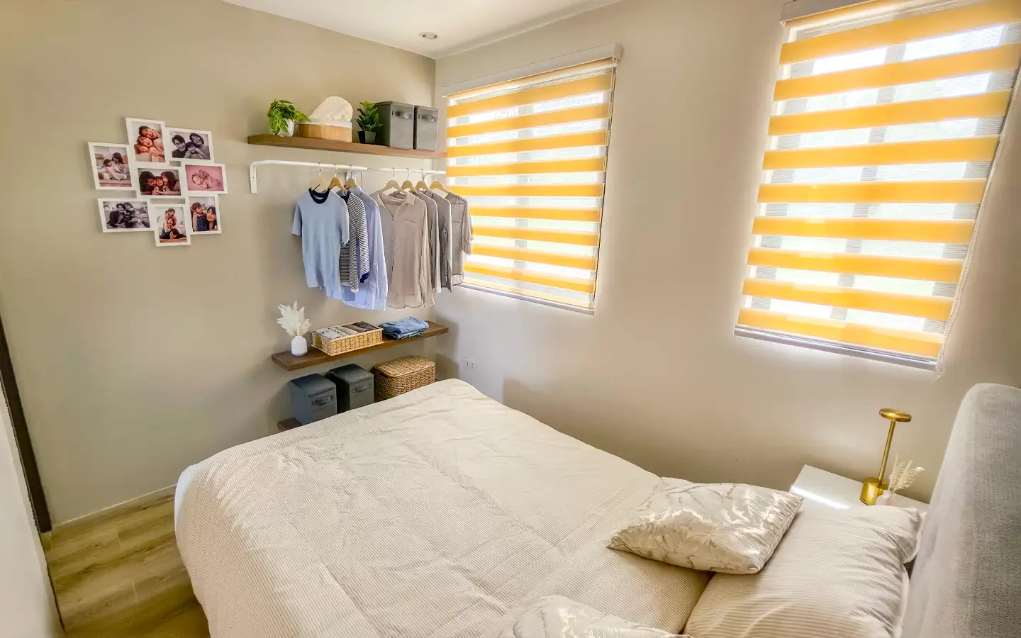 San Pablo Laguna Townhouse Model – Bedroom 1 Sample bedroom in the dressed-up townhouse model unit in San Pablo, Laguna