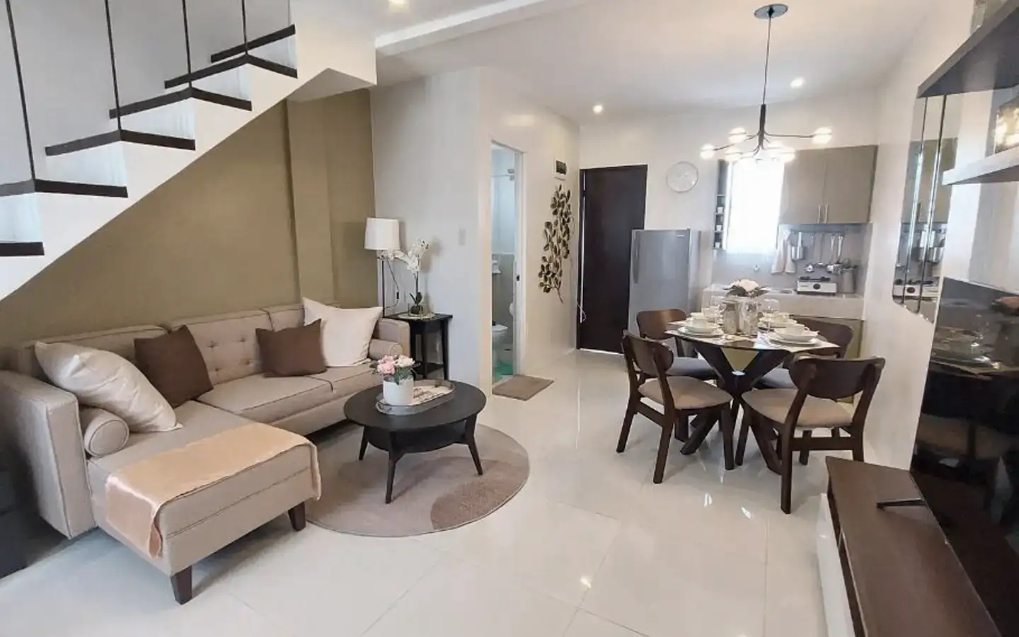 Trece Martires Townhouse Model Unit – Ground Floor Dressed-up model unit showing the ground floor of a townhouse in Trece Martires
