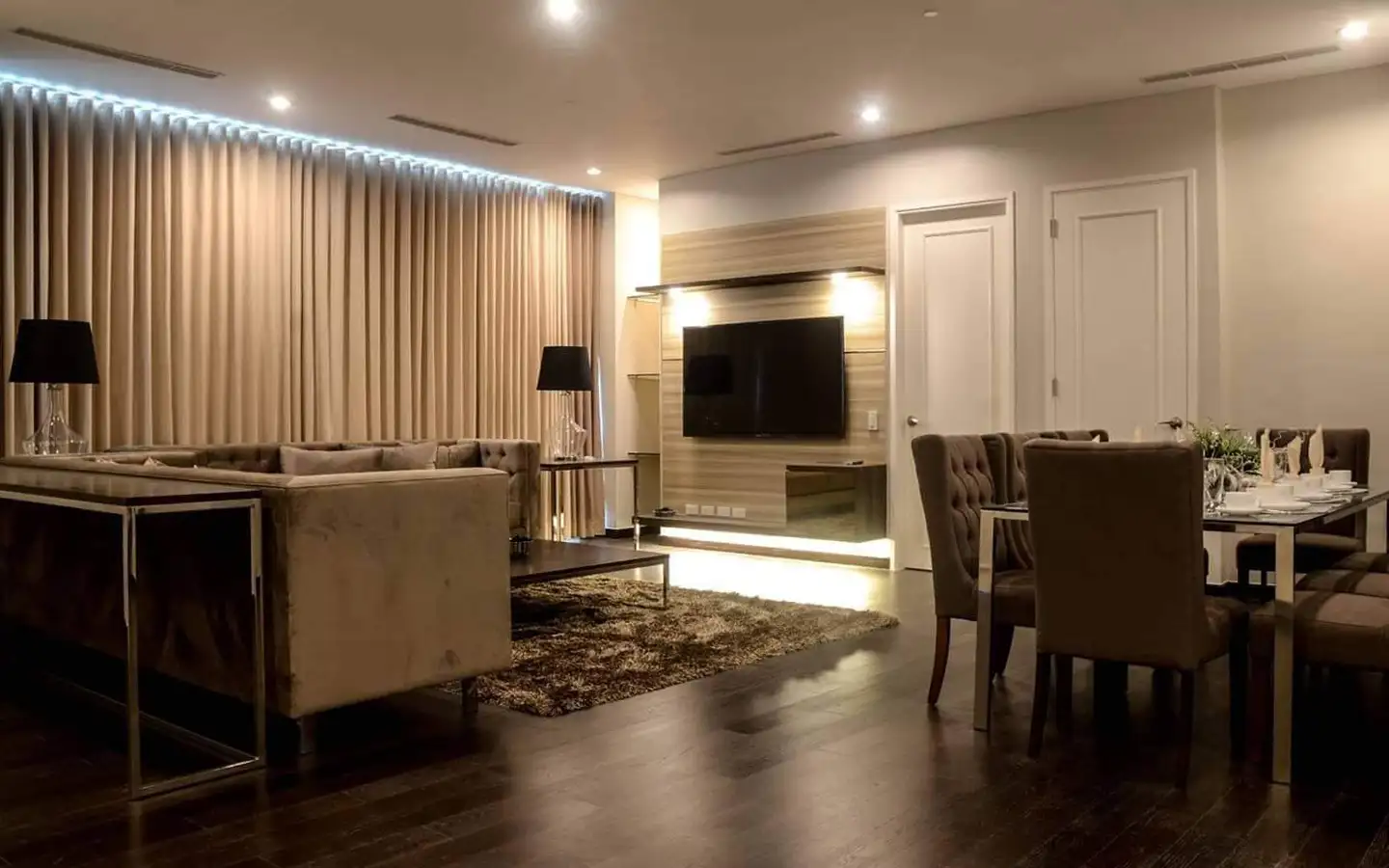 Trump Tower Manila 2-Bedroom Living and Dining Area Fully furnished living and dining area of a 2-bedroom condo at Trump Tower Manila
