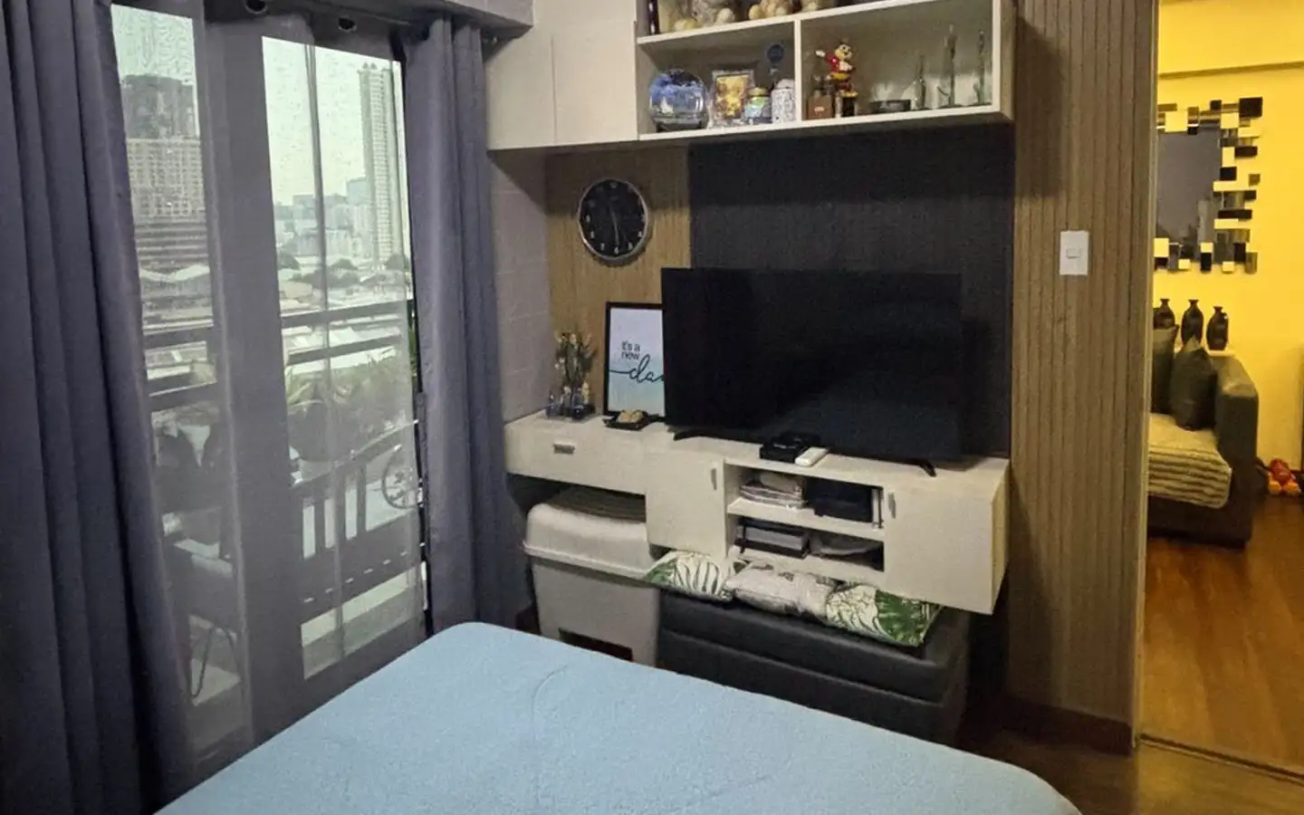 Flair Towers Mandaluyong – Bedroom 1 Alternate View Alternate view of the bedroom in a 2-bedroom condo at Flair Towers Mandaluyong